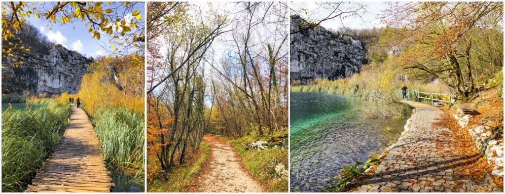 Examples of different types of trails in Plitvice Lakes National Park, Croatia