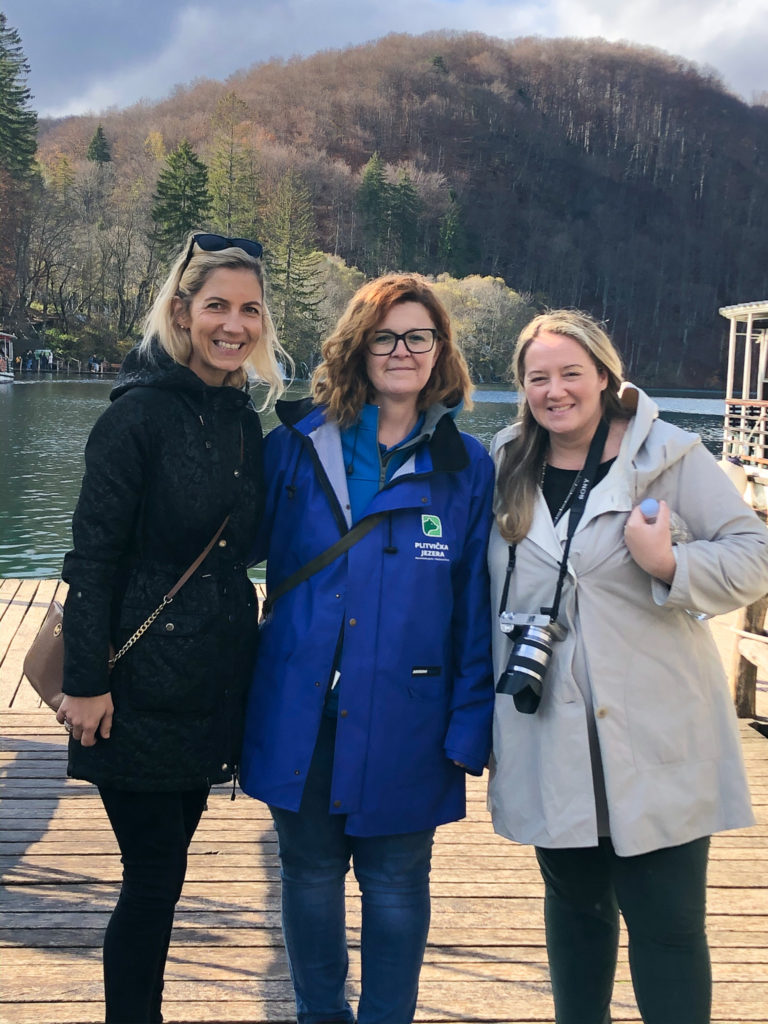 The Tasteful Croatian Journeys team with their guide, Marijana, at Plitvice Lakes National Park, Croatia