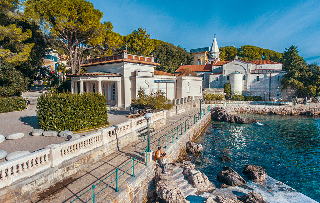 The Lungomare seaside promenade in Opatija, Croatia. Tasteful Croatian Journeys' recommendation for where to visit in November. 